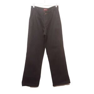 MERONA womens wide leg trouser jeans 12R 10.5" rise dark blue indigo stretch